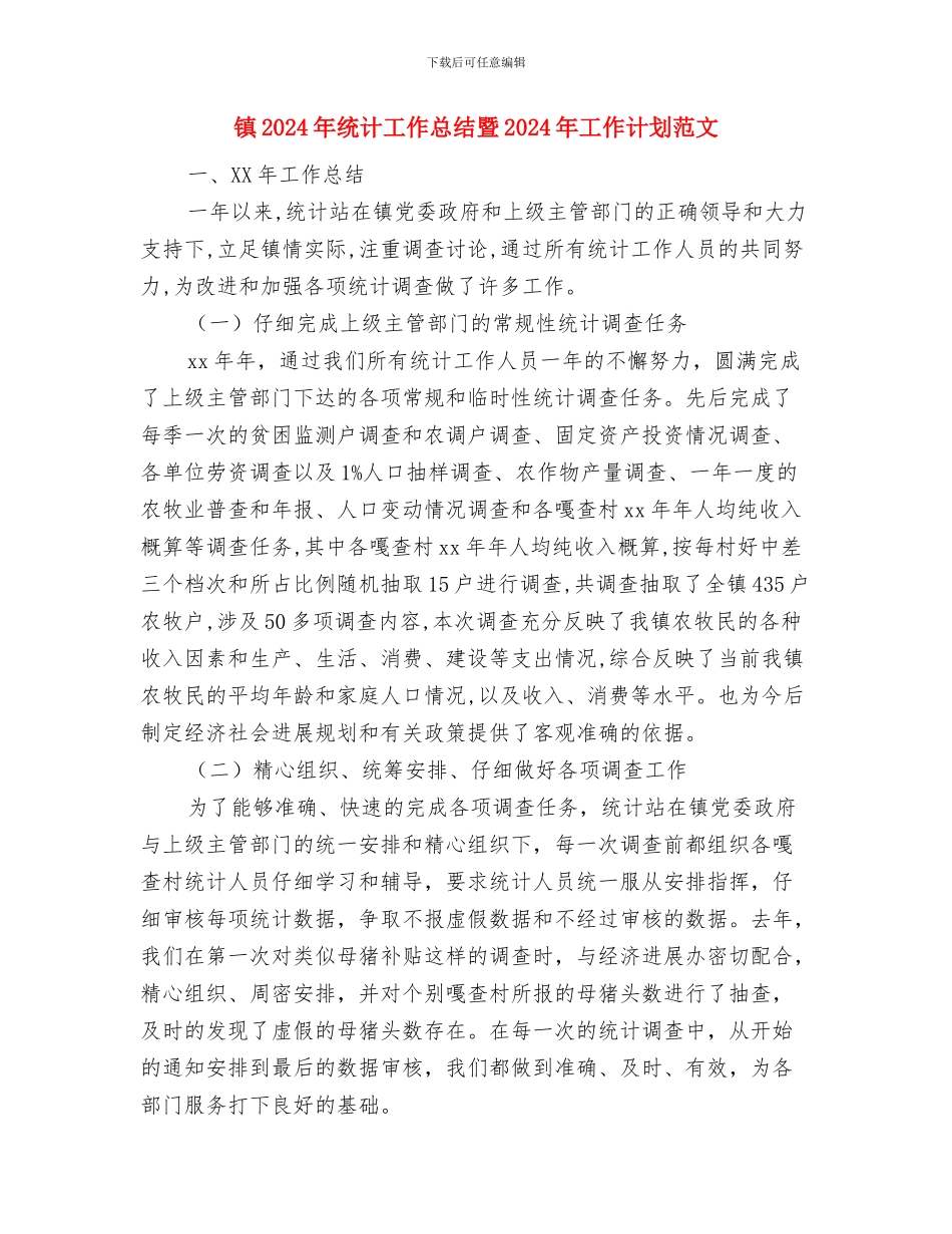 镇2024年粮食生产实施意见与镇2024年统计工作总结暨2024年工作计划范文汇编_第3页