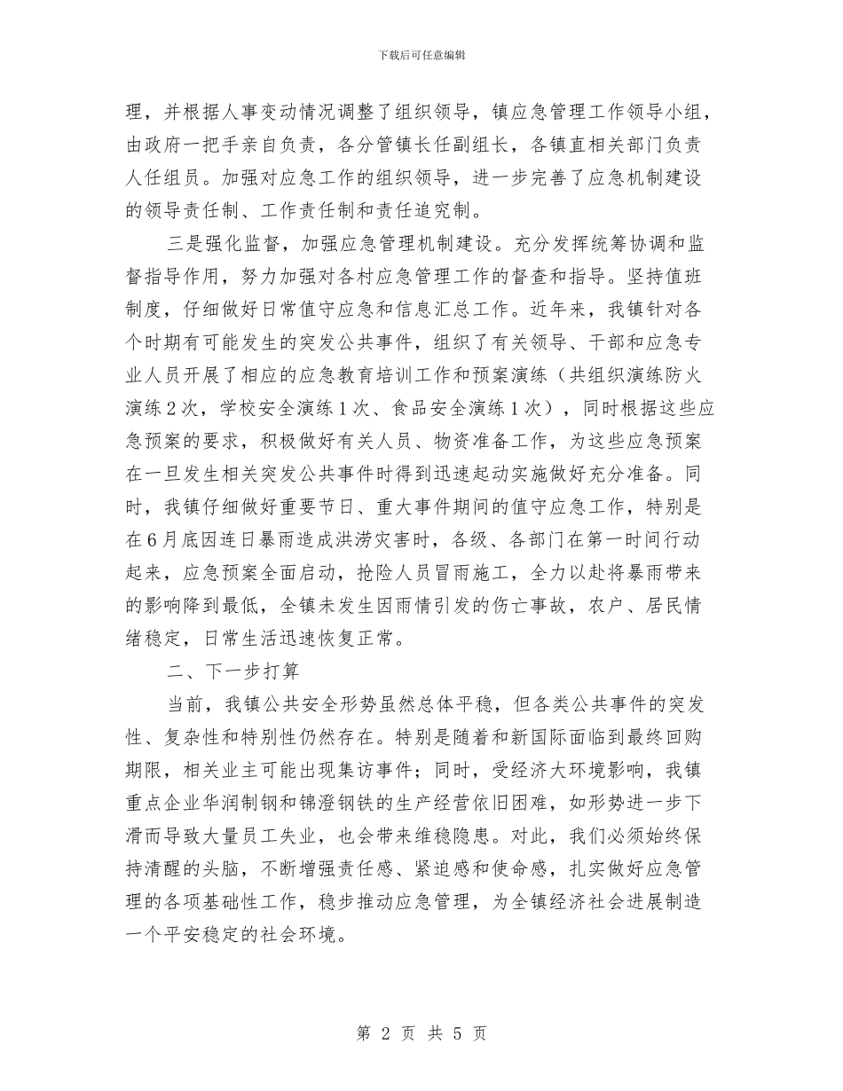 镇上半年应急管理工作总结与镇上年妇联工作总结汇编_第2页