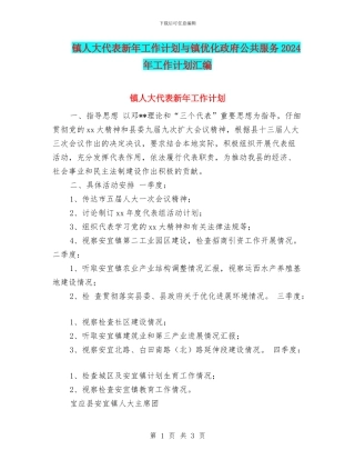 镇人大代表新年工作计划与镇优化政府公共服务2024年工作计划汇编