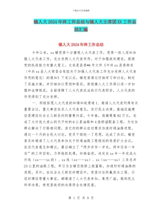 镇人大2024年终工作总结与镇人大主席团XX工作总结汇编