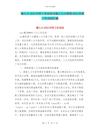 镇人大2024年终工作总结与镇人大主席团2024年度工作总结汇编