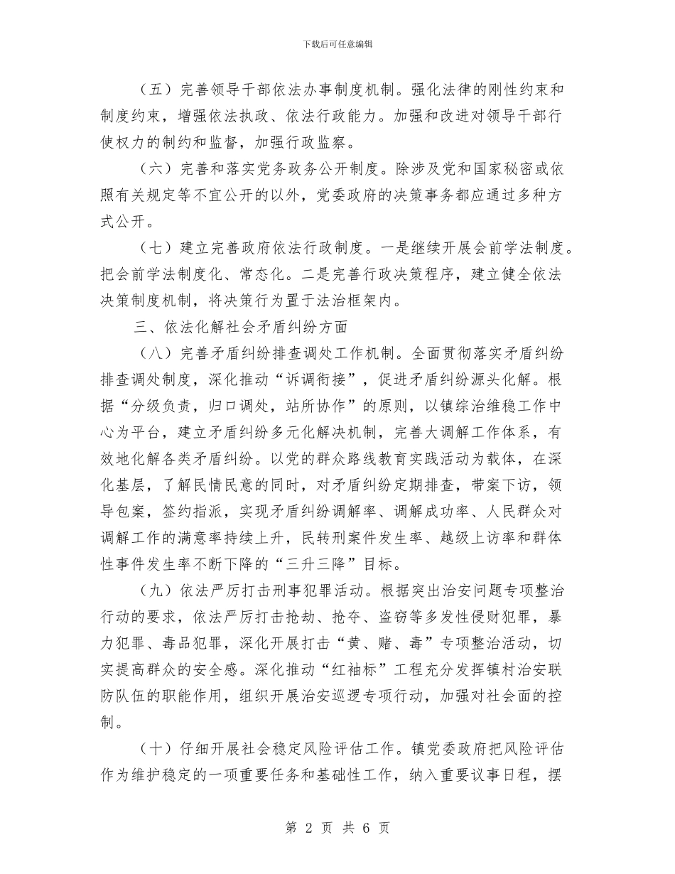 镇依法治理2024年工作要点与镇依法行政半年工作总结汇编_第2页