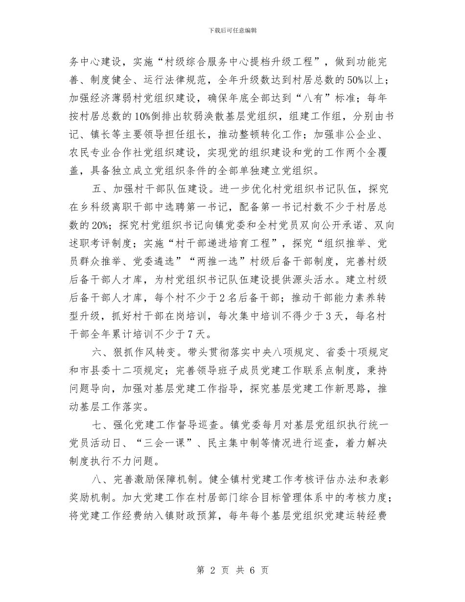 镇党委2024年基层党建工作计划与镇党委2024年度党建工作思路汇编_第2页