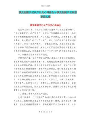 镇党委副书记从严治党心得体会与镇党委副书记典型事迹汇编