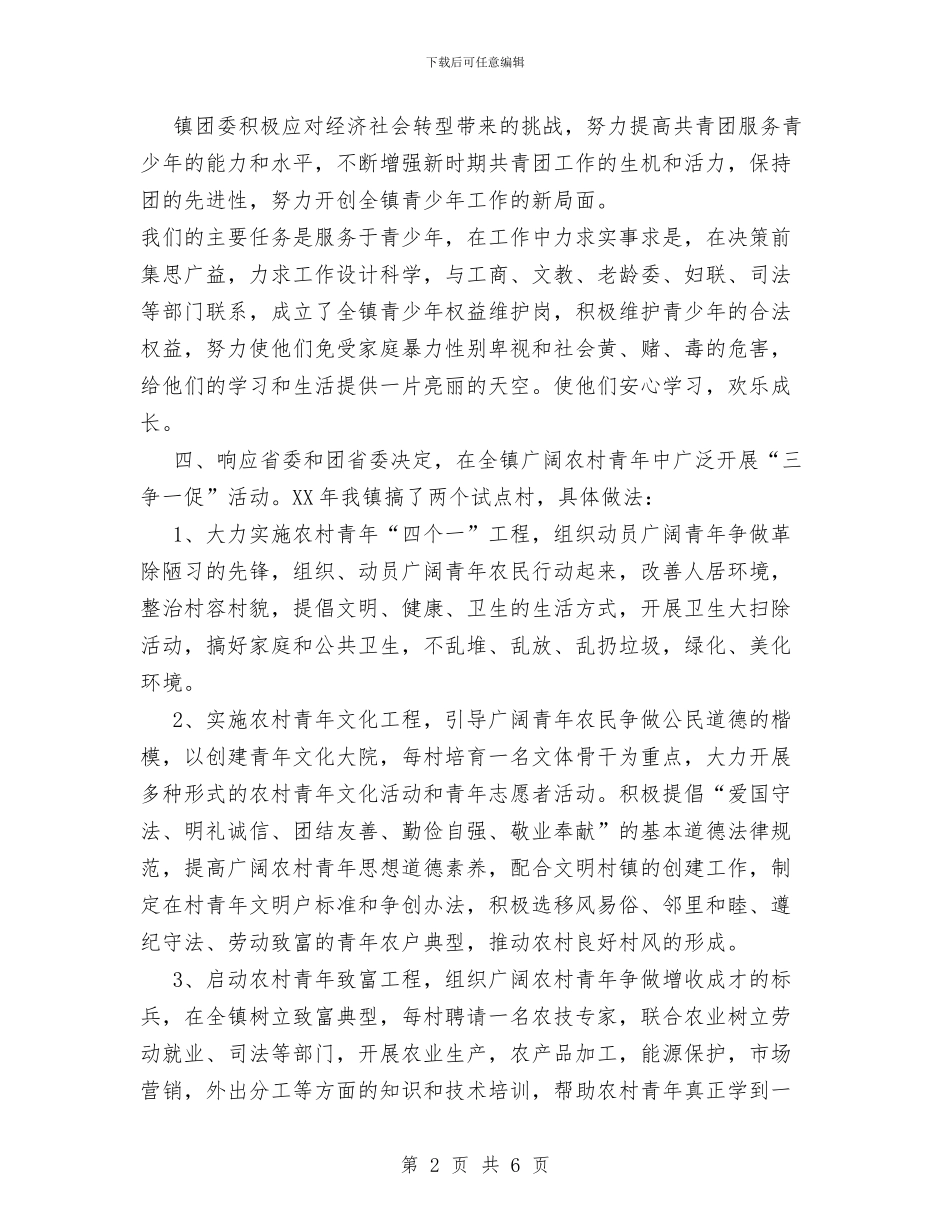 镇团委工作年度总结与镇团委年终工作总结汇编_第2页
