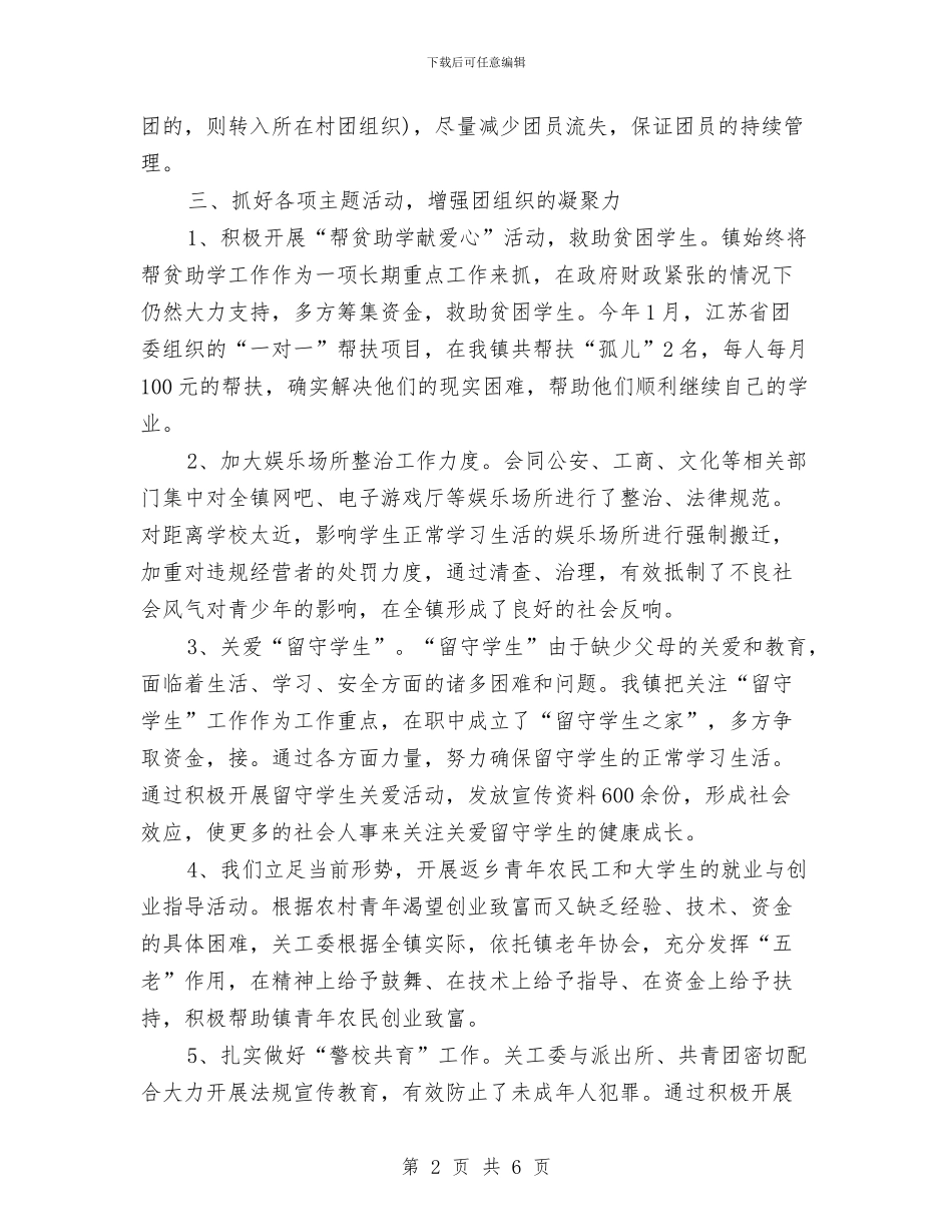 镇团委思想教育工作总结与镇地质灾害检查工作报告汇编_第2页