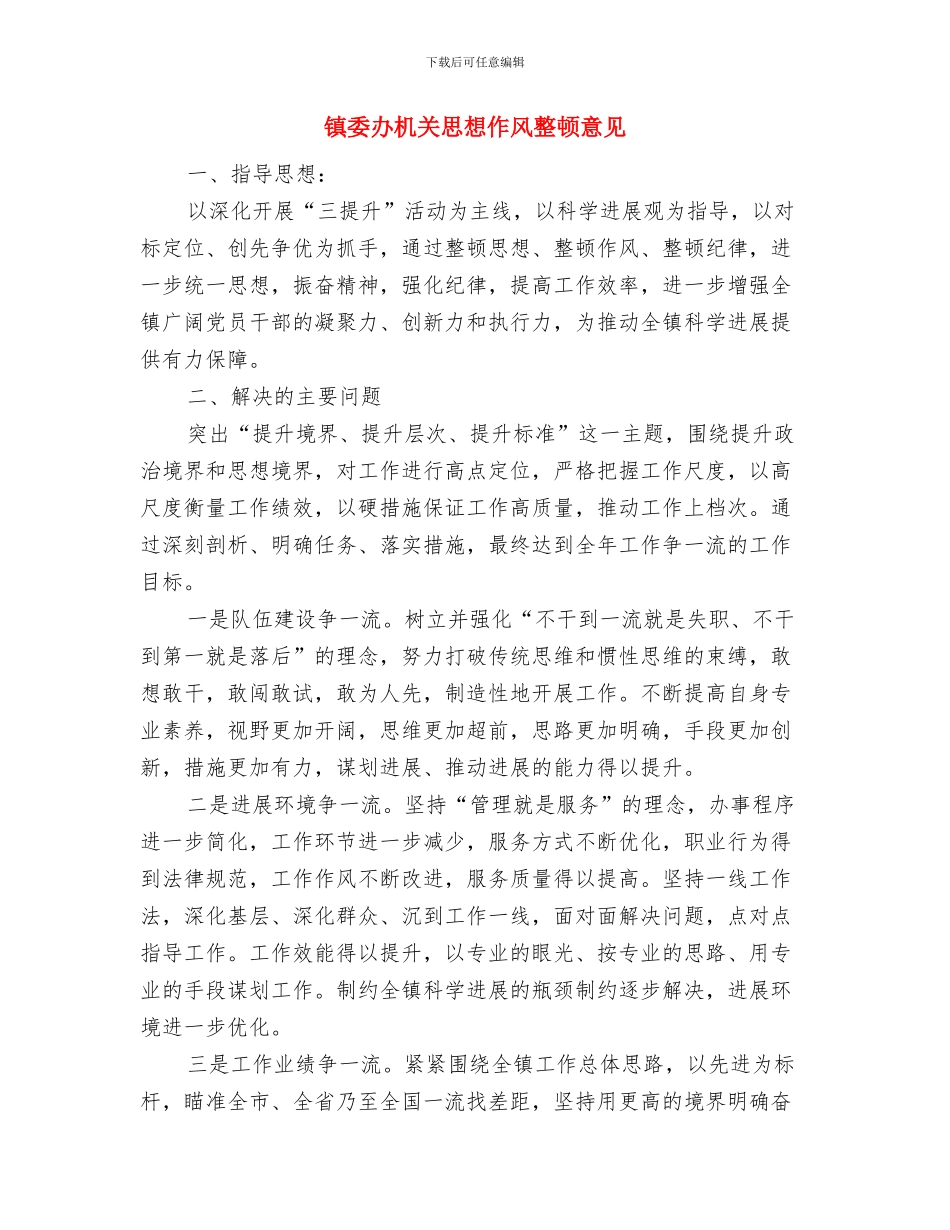 镇委办城镇化建设意见与镇委办机关思想作风整顿意见汇编_第3页