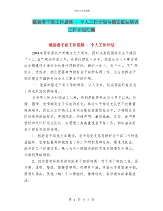 镇委老干部工作思路