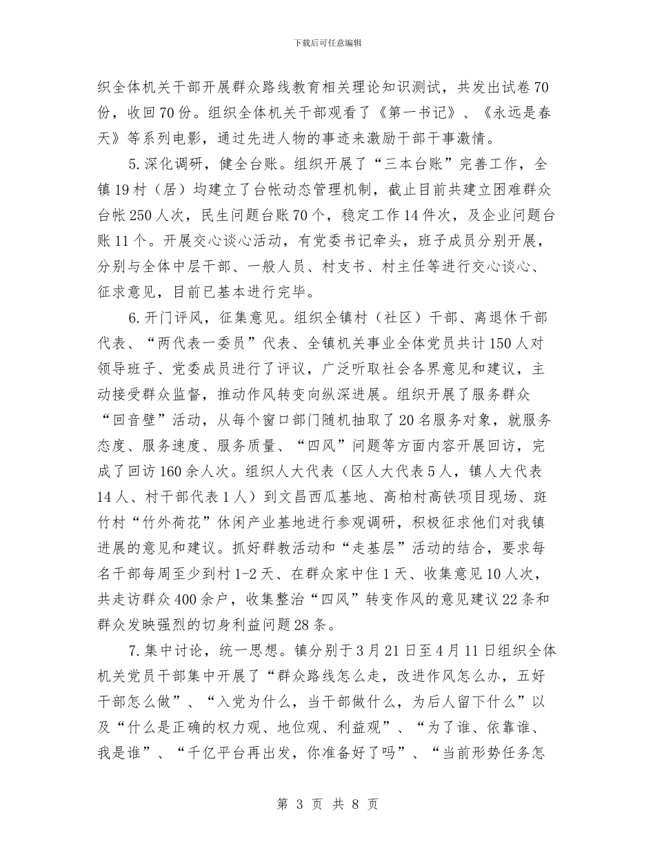 镇委群众路线教育实践工作报告与镇委贯彻落实县三城联创工作报告汇编_第3页