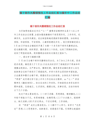 镇干部作风整顿情况工作总结汇报与镇年中工作总结汇编