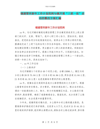 镇建管所新年工作计划范例与镇开展“三抓一促”活动的整改方案汇编
