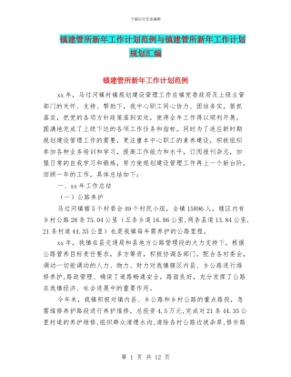 镇建管所新年工作计划范例与镇建管所新年工作计划规划汇编