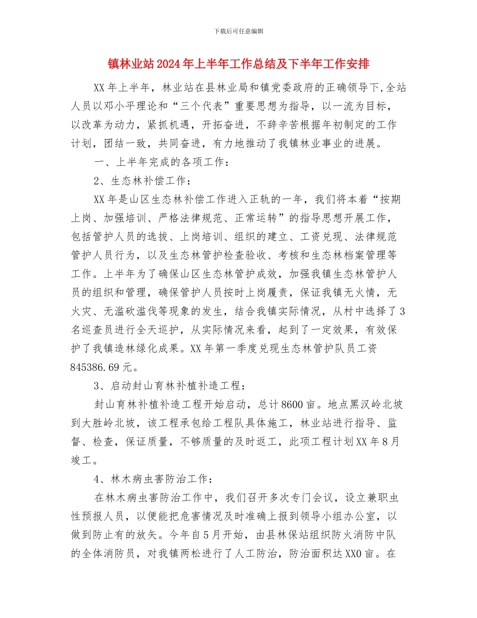 镇林下养殖优秀事迹材料与镇林业站2024年上半年工作总结及下半年工作安排汇编_第3页