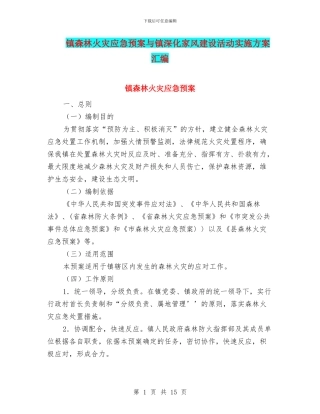镇森林火灾应急预案与镇深化家风建设活动实施方案汇编