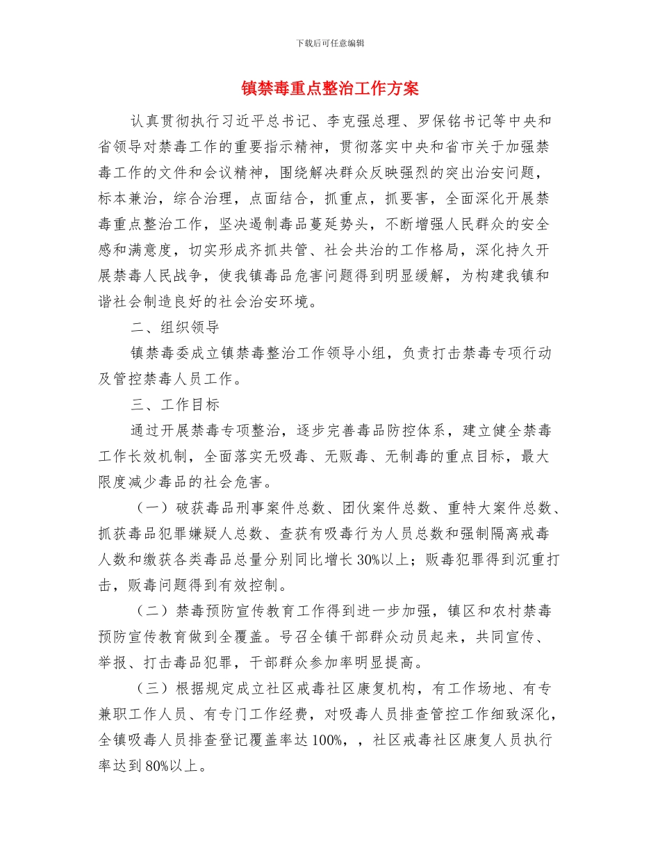 镇治保主任年度工作汇报与镇禁毒重点整治工作方案汇编_第3页