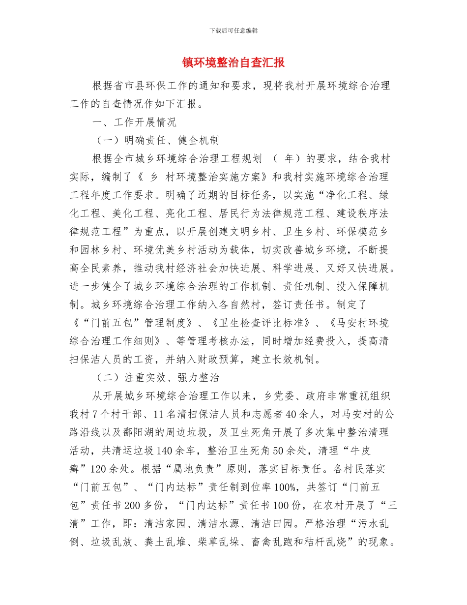 镇爱国卫生年度工作总结与镇环境整治自查汇报汇编_第2页