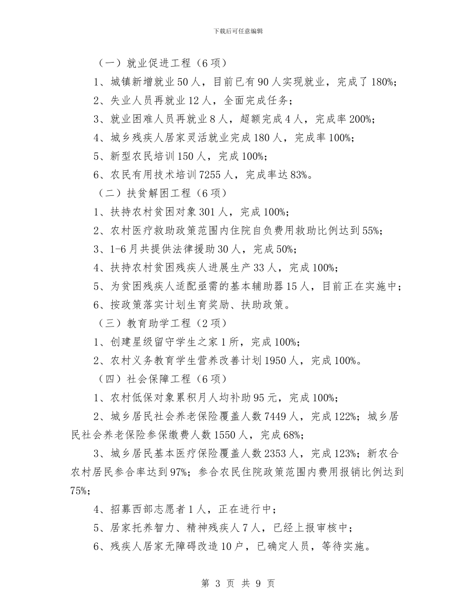 镇民生工程半年工作总结与镇汛期防汛工作自查报告汇编_第3页