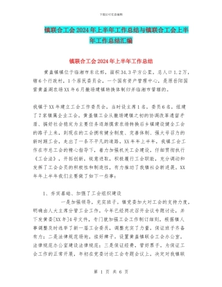镇联合工会2024年上半年工作总结与镇联合工会上半年工作总结汇编
