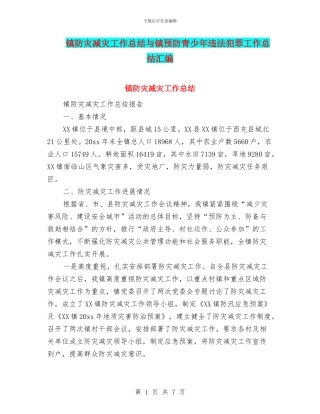 镇防灾减灾工作总结与镇预防青少年违法犯罪工作总结汇编