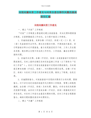 问效问廉问责工作意见与问责自查自律作风整改提高报告汇编