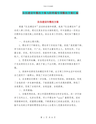 队伍建设年整改方案与防坍塌专项整治方案汇编