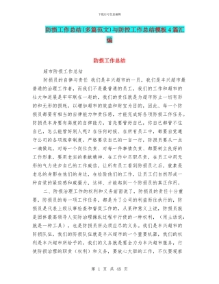 防损工作总结与防控工作总结模板4篇汇编