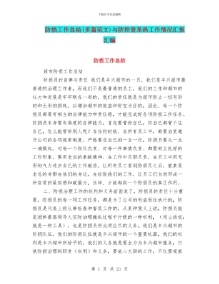 防损工作总结与防控登革热工作情况汇报汇编