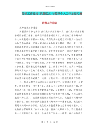 防损工作总结与防汛个人工作总结汇编
