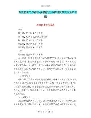 防汛防洪工作总结与防洪防汛工作总结汇编