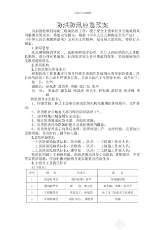 防洪防汛应急预案(项目部)