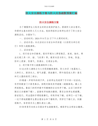 防火安全演练方案与防火应急疏散预案汇编