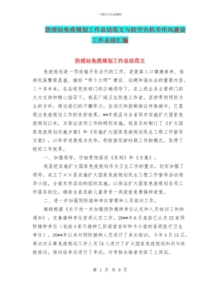 防疫站免疫规划工作总结范文与防空办机关作风建设工作总结汇编