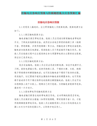 防触电应急响应预案与防踩踏措施及应急预案汇编