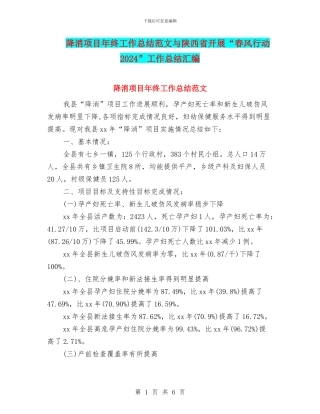 降消项目年终工作总结范文与陕西省开展“春风行动2024”工作总结汇编