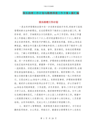 院长助理工作计划与隐患排查工作方案4篇汇编