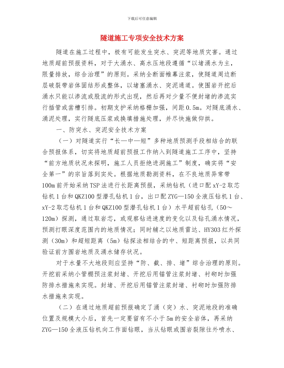 隧道开挖空压机噪音污染应急预案与隧道施工专项安全技术方案汇编_第2页