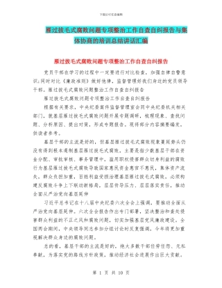 雁过拔毛式腐败问题专项整治工作自查自纠报告与集体协商的培训总结讲话汇编