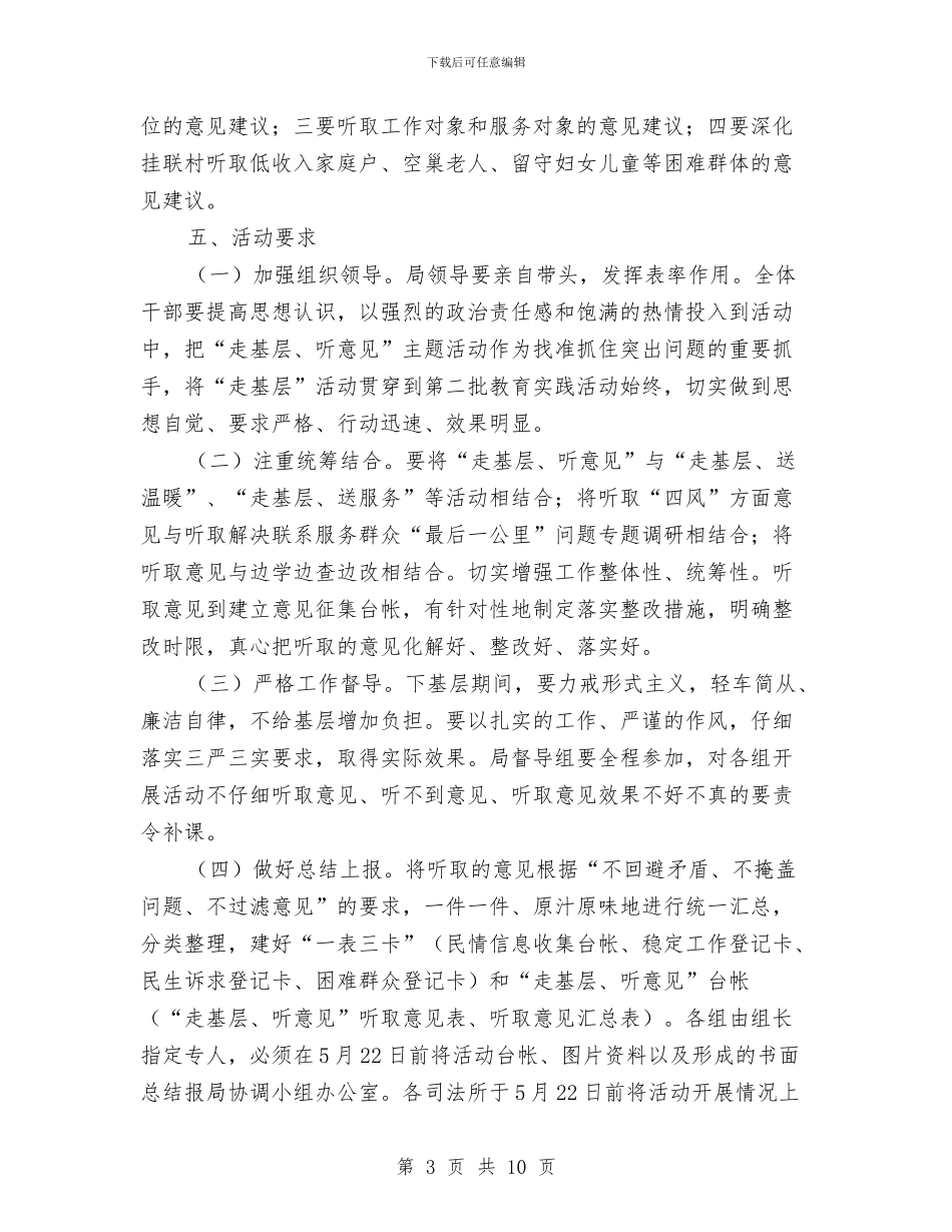 集中开展走基层听意见主题活动方案与集中整治发展环境的干部作风实施方案汇编_第3页