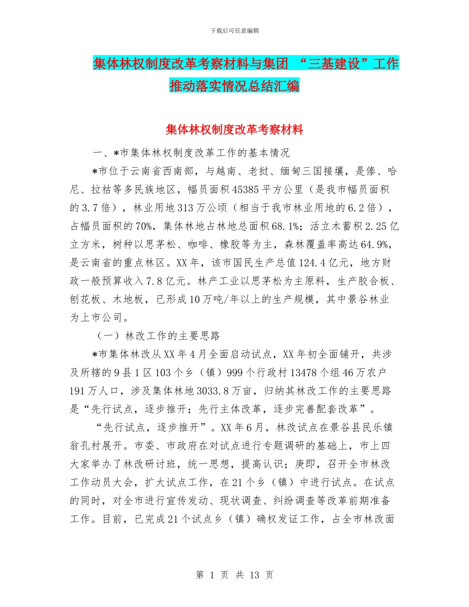 集体林权制度改革考察材料与集团_第1页