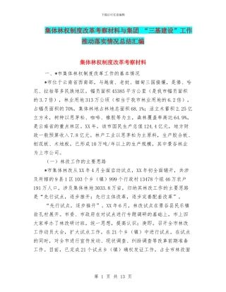 集体林权制度改革考察材料与集团