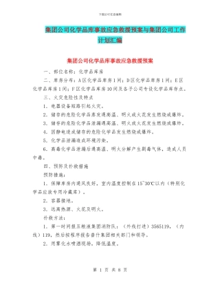 集团公司化学品库事故应急救援预案与集团公司工作计划汇编