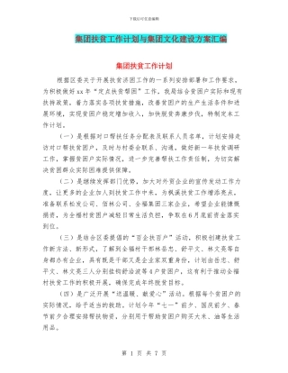 集团扶贫工作计划与集团文化建设方案汇编
