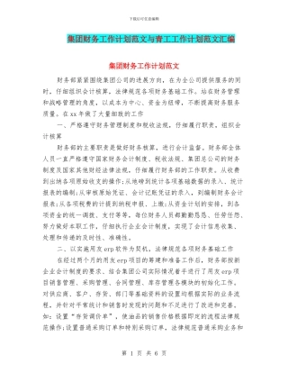集团财务工作计划范文与青工工作计划范文汇编