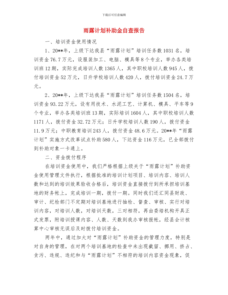 集镇绿化工作报告与雨露计划补助金自查报告汇编_第3页