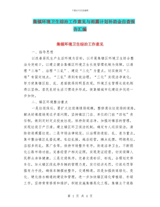 集镇环境卫生综治工作意见与雨露计划补助金自查报告汇编