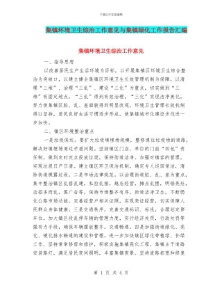 集镇环境卫生综治工作意见与集镇绿化工作报告汇编