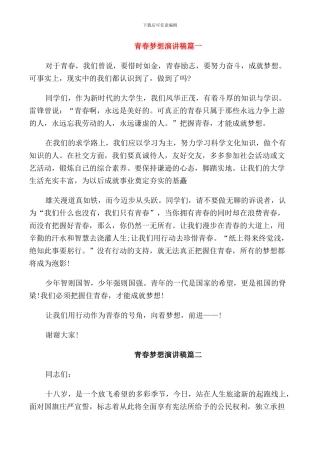 青春梦想演讲稿五篇