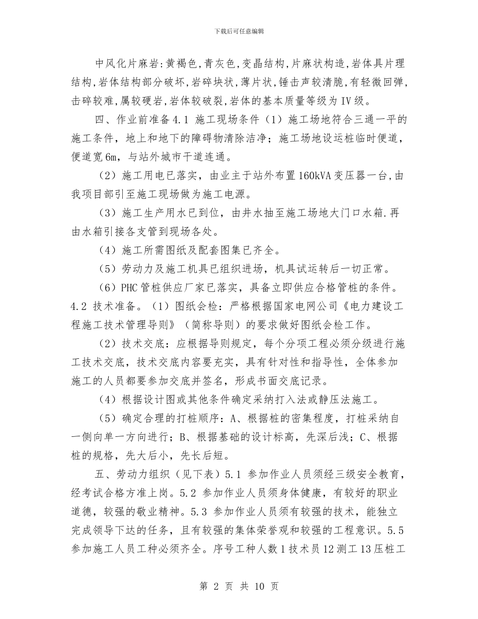 静力压桩施工方案与静电喷涂间安全应急预案汇编_第2页