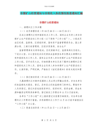 非煤矿山经营通知与非税收入执收情况检查通知汇编