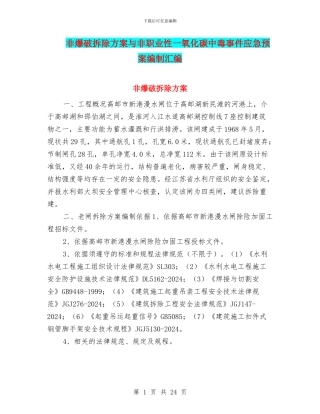 非爆破拆除方案与非职业性一氧化碳中毒事件应急预案编制汇编